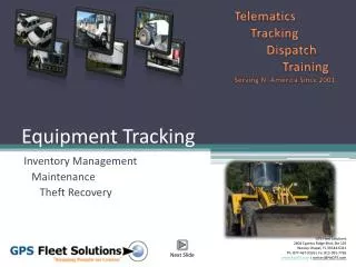 Equipment Tracking