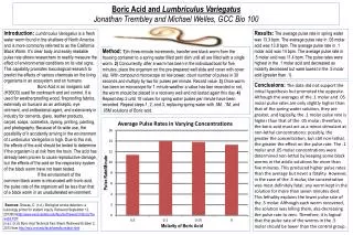 Boric Acid and Lumbriculus Variegatus Jonathan Trembley and Michael Welles, GCC Bio 100