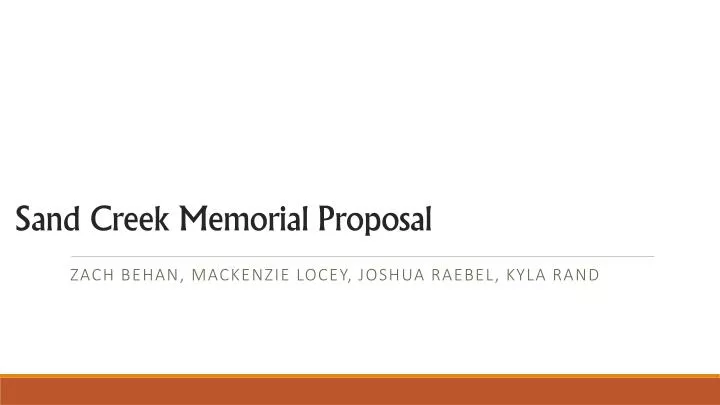 sand creek memorial proposal