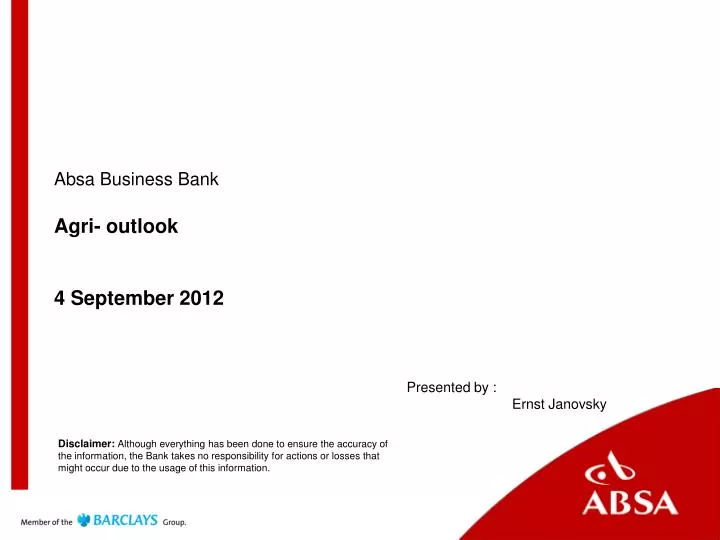 absa business bank agri outlook 4 september 2012