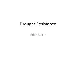 Drought Resistance