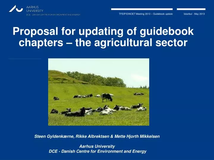 proposal for updating of guidebook chapters the agricultural sector