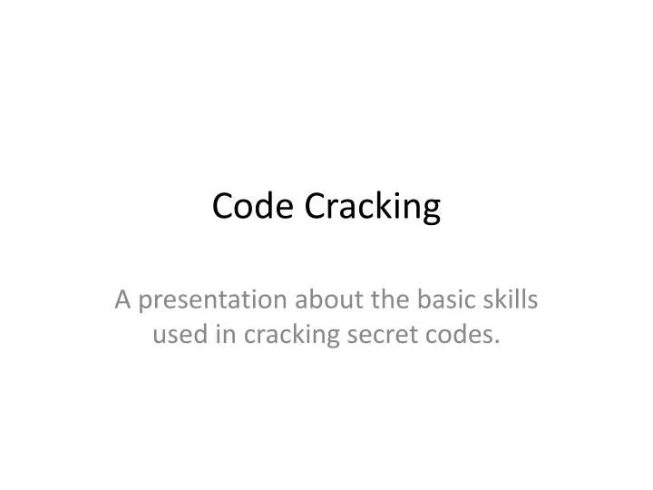 code cracking