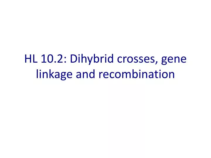 hl 10 2 dihybrid crosses gene linkage and recombination