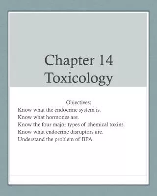 Chapter 14 Toxicology