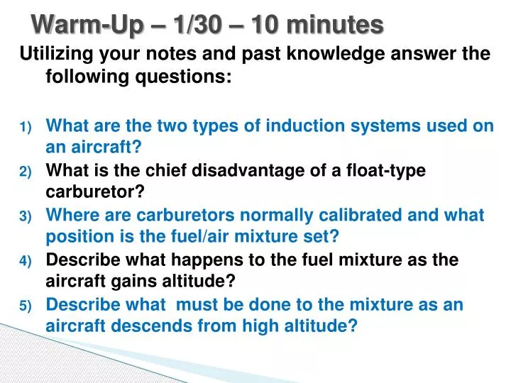 warm up 1 30 10 minutes