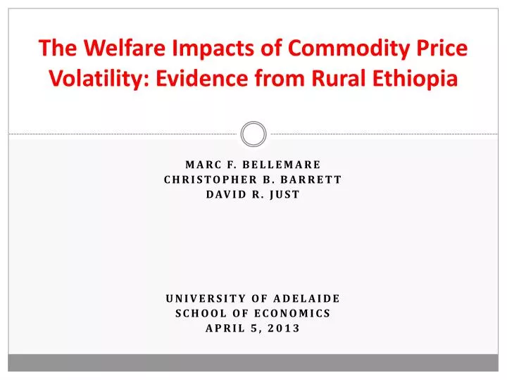 the welfare impacts of commodity price volatility evidence from rural ethiopia