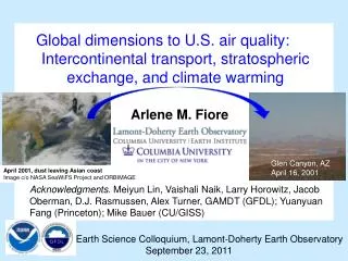 Earth Science Colloquium, Lamont-Doherty Earth Observatory 		September 23, 2011