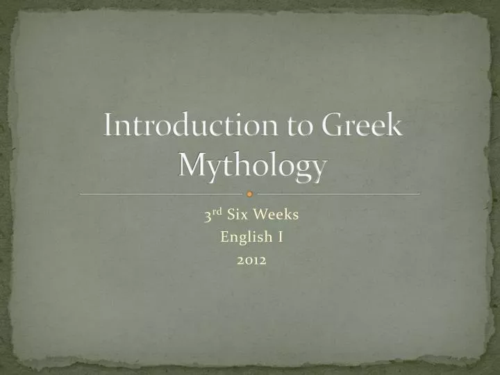 introduction to greek mythology