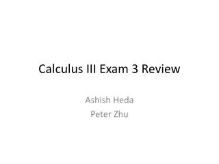 Calculus III Exam 3 Review