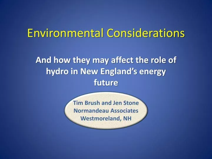 environmental considerations