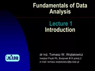 fundamentals of data analysis lecture 1 introduction