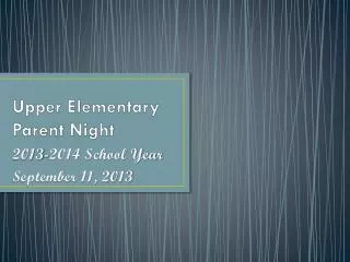 Upper Elementary Parent Night