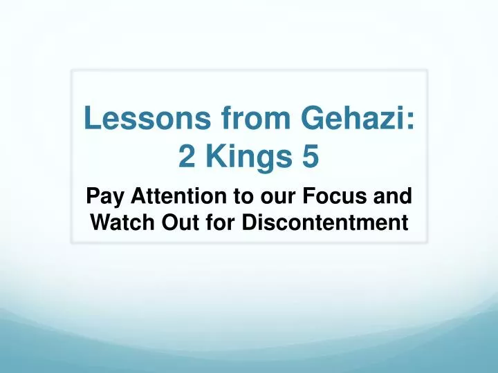 lessons from gehazi 2 kings 5