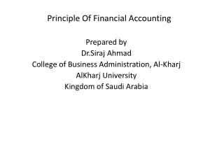 Principle Of Financial Accounting