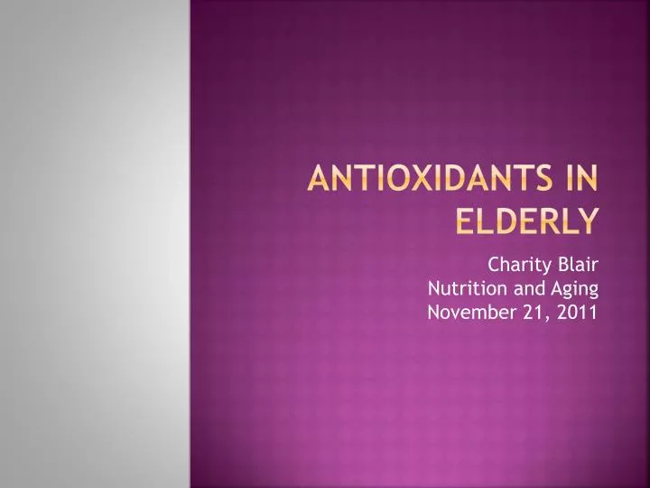 antioxidants in elderly