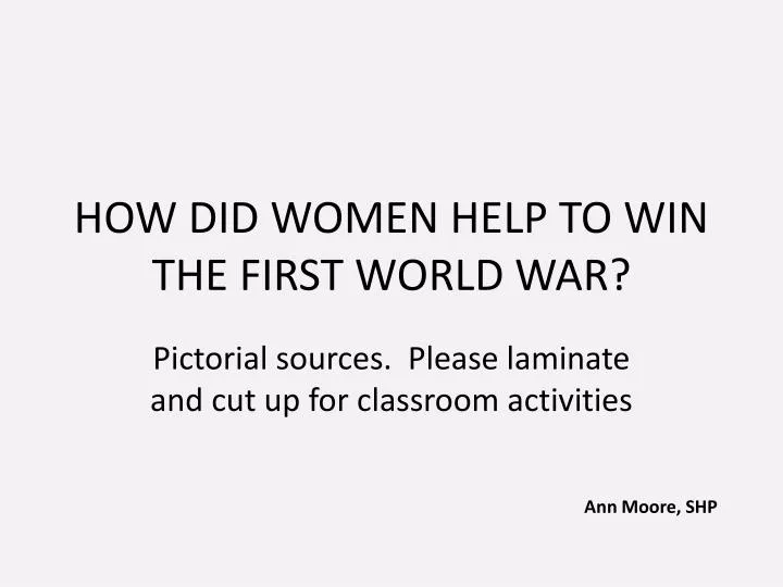 how did women help to win the first world war