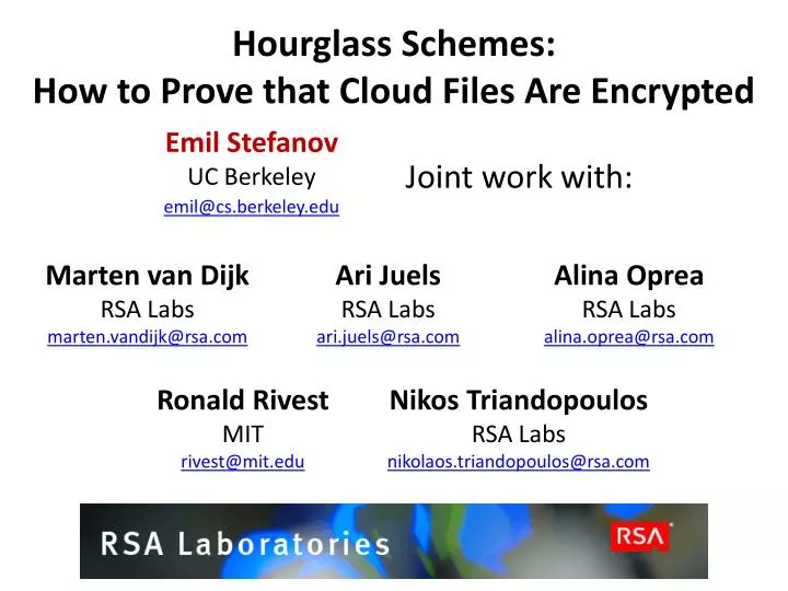 hourglass schemes how to prove that cloud files are encrypted