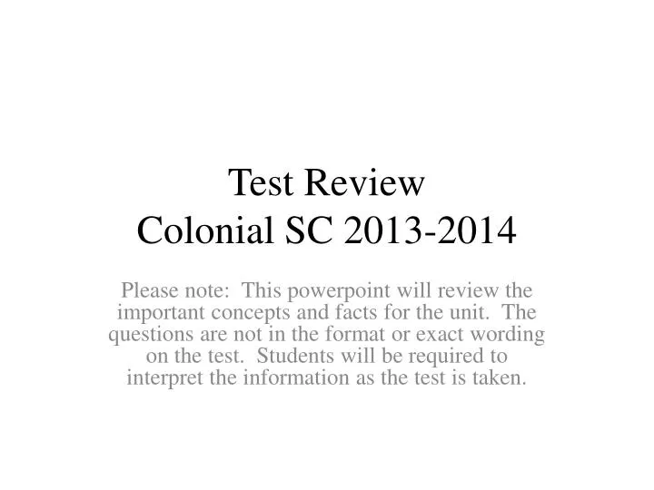test review colonial sc 2013 2014
