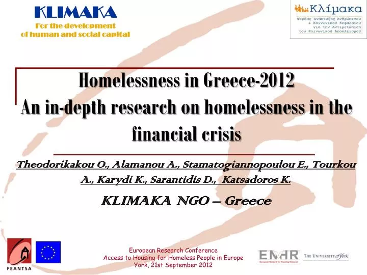 homelessness in greece 2012 an in depth research on homelessness in the financial crisis