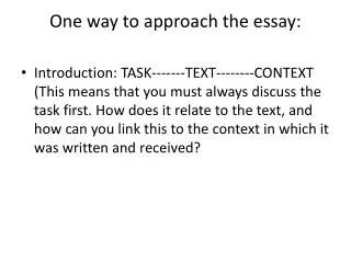 One way to approach the essay: