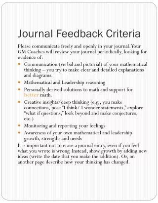 Journal Feedback Criteria