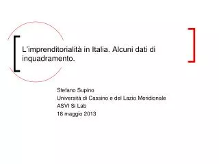 l imprenditorialit in italia alcuni dati di inquadramento
