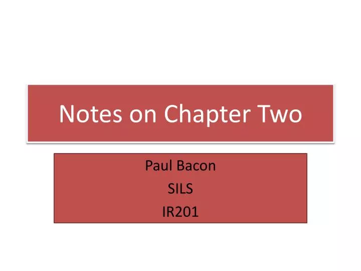 notes on chapter two