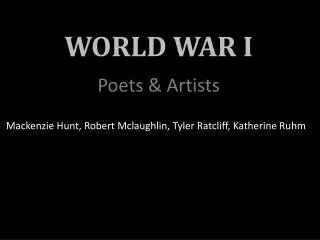 WORLD WAR I Poets &amp; Artists
