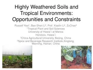 Highly Weathered Soils and Tropical Environments: Opportunities and Constraints