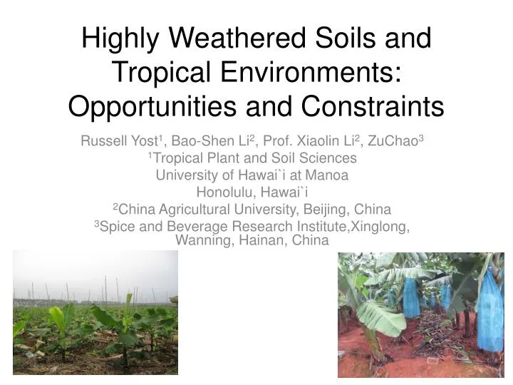 highly weathered soils and tropical environments opportunities and constraints