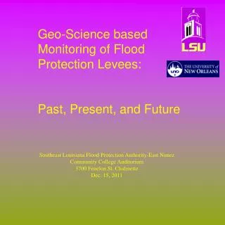 Geo- S cience based Monitoring of Flood Protection Levees: Past, Present, and Future