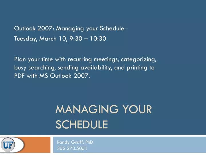 managing your schedule