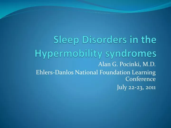 sleep disorders in the hypermobility syndromes