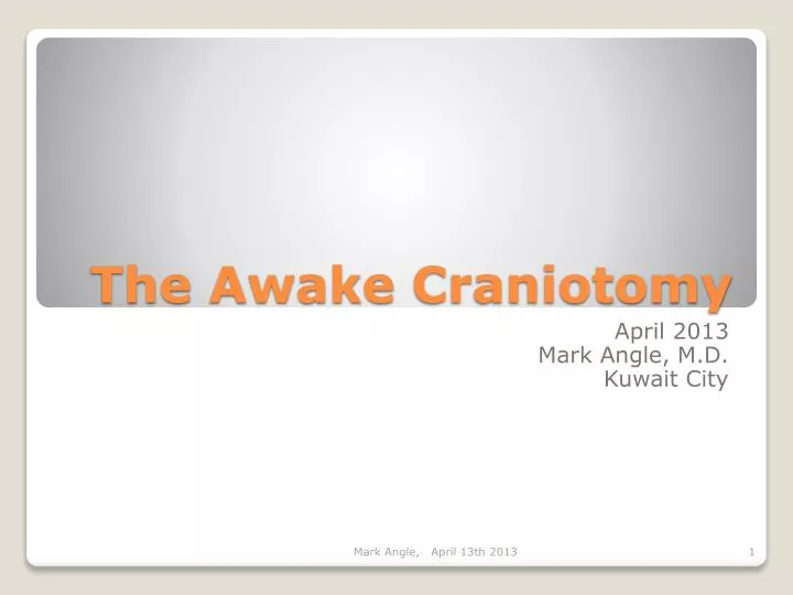 the awake craniotomy