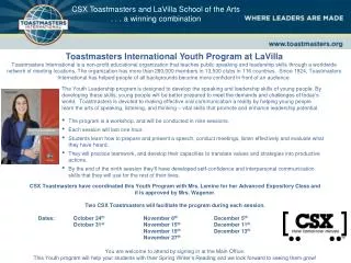 CSX Toastmasters and LaVilla School of the Arts . . . a winning combination