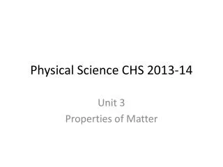 Physical Science CHS 2013-14