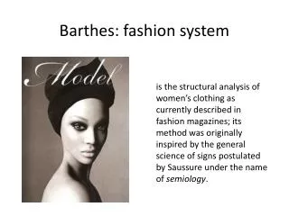 Barthes: fashion system