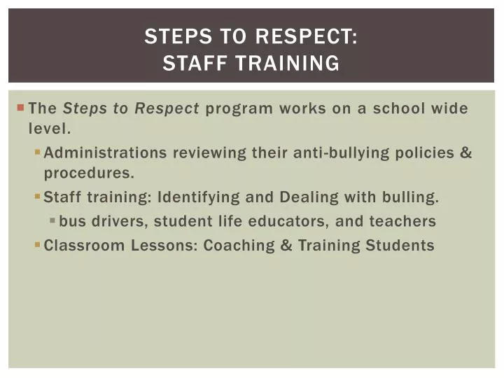 steps to respect staff training