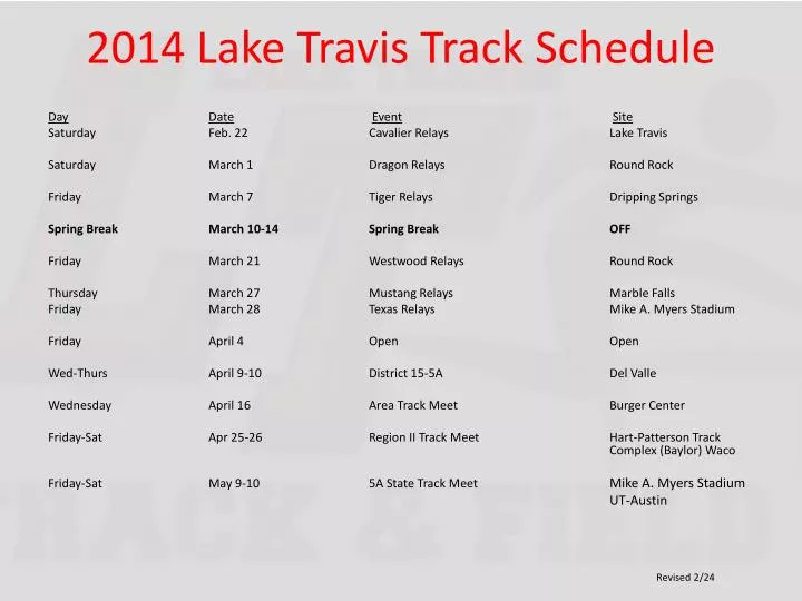 2014 lake travis track schedule