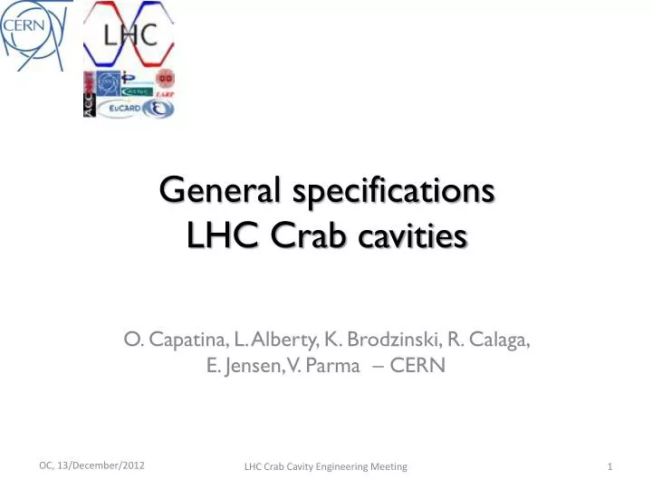 general specifications lhc crab cavities