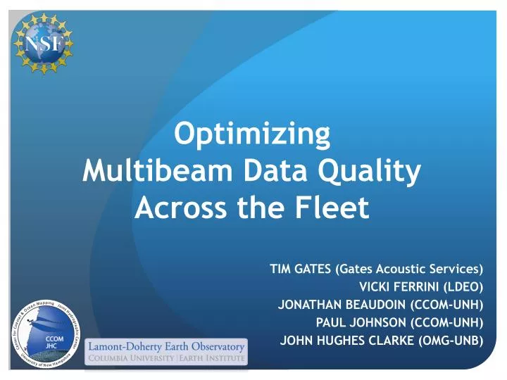 optimizing multibeam data quality across the fleet