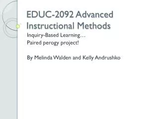 EDUC-2092 Advanced Instructional Methods
