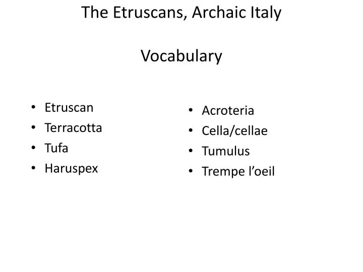 the etruscans archaic italy vocabulary