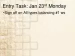 Entry Task: Jan 23 rd Monday - slide 1