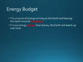 Energy Budget