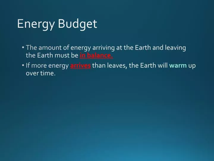 energy budget