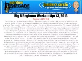 Big 5 Beginner Workout Apr 13, 2013