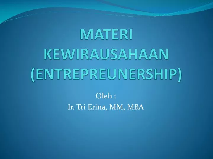 materi kewirausahaan entrepreunership