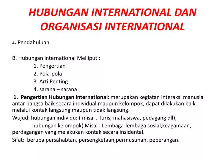 hubungan international dan organisasi international